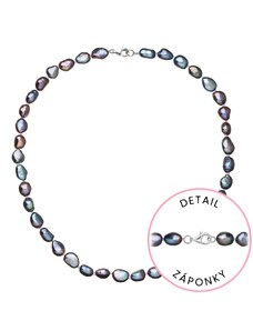 EVOLUTION GROUP Perlový náhrdelník z říčních perel se zapínáním z bílého 14 karátového zlata 822027.3/9260B peacock