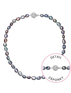 EVOLUTION GROUP Perlový náhrdelník z říčních perel se zapínáním z bílého 14 karátového zlata 822027.3/9264B peacock