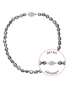 EVOLUTION GROUP Perlový náhrdelník z říčních perel se zapínáním z bílého 14 karátového zlata 822027.3/9265B peacock