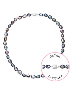EVOLUTION GROUP Perlový náhrdelník z říčních perel se zapínáním z bílého 14 karátového zlata 822027.3/9268B peacock