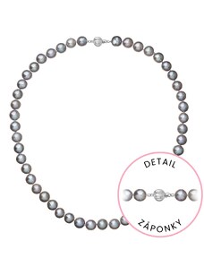 EVOLUTION GROUP Perlový náhrdelník z říčních perel se zapínáním z bílého 14 karátového zlata 822028.3/9272B grey