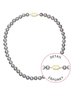 EVOLUTION GROUP Perlový náhrdelník z říčních perel se zapínáním ze 14 karátového zlata 922028.3/9269A grey