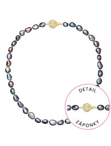 EVOLUTION GROUP Perlový náhrdelník z říčních perel se zapínáním ze 14 karátového zlata 922027.3/9264A peacock