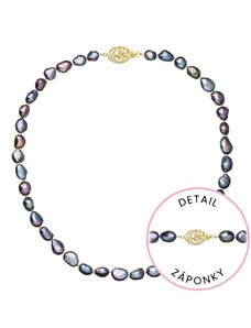 EVOLUTION GROUP Perlový náhrdelník z říčních perel se zapínáním ze 14 karátového zlata 922027.3/9265A peacock