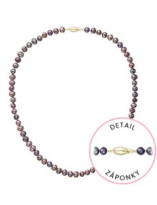 EVOLUTION GROUP Perlový náhrdelník z říčních perel se zapínáním ze 14 karátového zlata 922001.3/9271A dk.peacock
