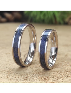 Woodlife Snubní ocelové prsteny s lapis lazuli