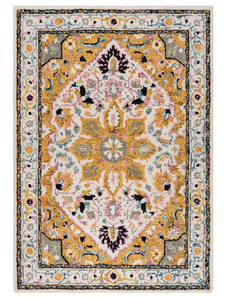 Flair Rugs koberce Kusový koberec Wool Loop Dahlia Yellow/Multi - 120x170 cm