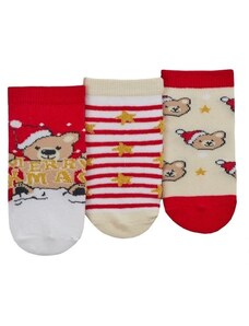 XMAS Vánoční ponožky 3 páry Méďa