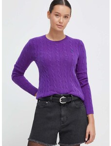 Vlněný svetr Polo Ralph Lauren dámský, fialová barva, lehký