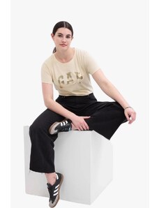 GAP SS CLASSIC TEE dámské tričko s krátkým rukávem béžová s lesklým nápisem