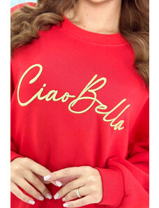 K-Fashion Izolovaná mikina s nápisem Ciao Bella červený