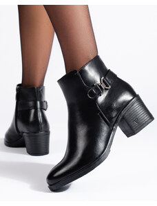 W. POTOCKI Komfortní kotníčkové boty černé dámské na širokém podpatku