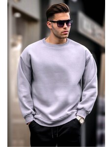 Madmext Dyed Gray Crew Neck Oversized Men's Charcoal Basic Sweatshirt 6048