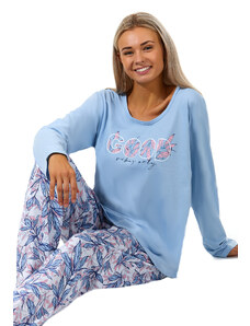 Naspani Modré i růžově lístečkové pyžamo pro plnoštíhlé ženy GOOD 1B1829