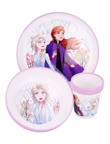 Stor Sada plastového nádobí Ledové království - Frozen s kelímkem a protiskluzem - 3 díly