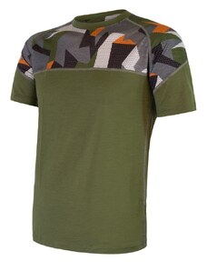 Sensor Merino Impress pánské tričko krátký rukáv safari/camo S