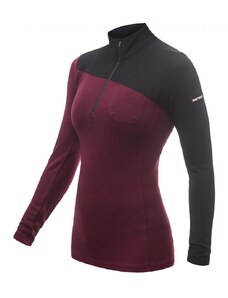 Sensor Merino Extreme Dámské tričko dlouhý rukáv, zip, port red/černá S