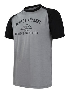Sensor Merino Active PT Adventure pánské tričko krátký rukáv černá/šedá S