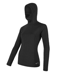 Sensor Merino Double face dámské tričko dlouhý rukáv, s kapucí Černá M