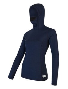 Sensor Merino Double face dámské tričko dlouhý rukáv, s kapucí Deep blue L