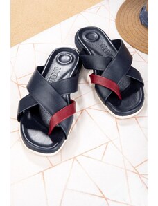 Ducavelli Estate Genuine Leather Men's Slippers, Genuine Leather Slippers, Orthopedic Sole Slippers, Rubber Sole Slippers