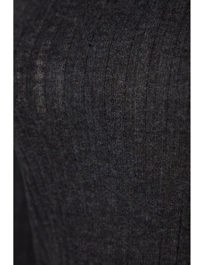 Trendyol Anthracite Melange Lettuce Detailed Corded Cotton Tshirt-Pants Knitted Pajama Set