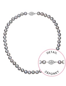 EVOLUTION GROUP Perlový náhrdelník z říčních perel se zapínáním z bílého 14 karátového zlata 822028.3/9265B grey