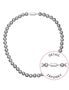 EVOLUTION GROUP Perlový náhrdelník z říčních perel se zapínáním z bílého 14 karátového zlata 822028.3/9267B grey