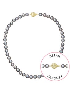 EVOLUTION GROUP Perlový náhrdelník z říčních perel se zapínáním ze 14 karátového zlata 922028.3/9264A grey