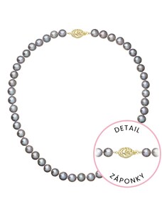 EVOLUTION GROUP Perlový náhrdelník z říčních perel se zapínáním ze 14 karátového zlata 922028.3/9265A grey