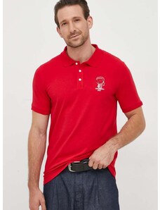 Polo tričko Karl Lagerfeld červená barva, s potiskem