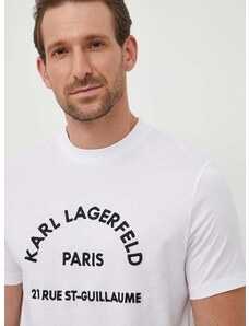 Bavlněné tričko Karl Lagerfeld bílá barva, s aplikací