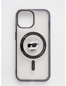 Obal na telefon Karl Lagerfeld iPhone 15 6.1 pruhledná barva