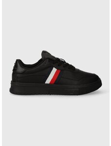 Kožené sneakers boty Tommy Hilfiger SUPERCUP LEATHER STR černá barva, FM0FM04824