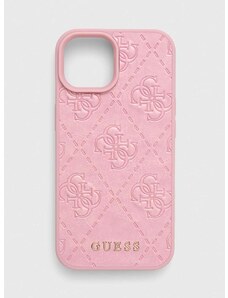Obal na telefon Guess iPhone 15 6.1 růžová barva