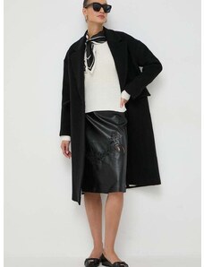 Vlněný kabát Beatrice B černá barva, přechodný, oversize