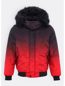 MODOVO Pánská zimní bunda s kožešinou černo-červená