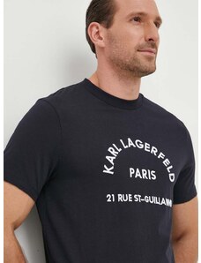 Bavlněné tričko Karl Lagerfeld tmavomodrá barva, s aplikací
