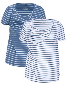 bonprix Těhotenské a kojicí tričko (2 ks), s organickou bavlnou Modrá