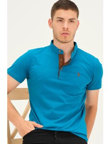 T8560 DEWBERRY T-SHIRT-DARK TURQUOISE-CAMEL