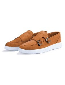 Ducavelli Airy Genuine Leather and Suede Men's Casual Shoes, Suede Loafers, Summer Shoes Tan.