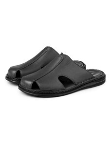 Ducavelli Stan Genuine Leather Men's Slippers, Genuine Leather Slippers, Orthopedic Sole Slippers, Light Leather Slippers