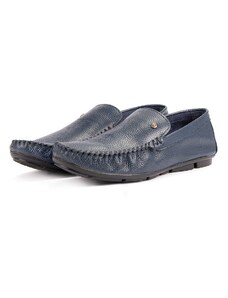 Ducavelli Attic Genuine Leather Men's Casual Shoes, Rok Loafers Shoes Navy.