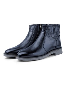 Ducavelli Bristol Genuine Leather Non-Slip Sole Zippered Chelsea Daily Boots Navy Blue