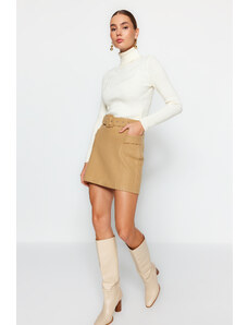 Trendyol Mink Belt Detailed Stash Fabric Mini Woven Skirt