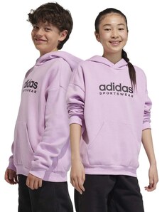 Dětská mikina adidas fialová barva, s kapucí, s potiskem