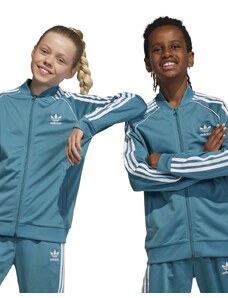 Dětská mikina adidas Originals tyrkysová barva, s aplikací