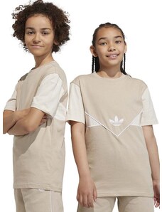 Dětské bavlněné tričko adidas Originals béžová barva