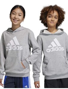 Dětská mikina adidas U BL šedá barva, s kapucí, s potiskem