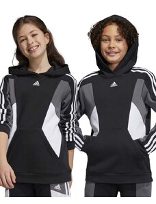 Dětská mikina adidas U 3S CB HOODIE černá barva, s kapucí, vzorovaná